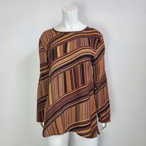 Vintage 80s Mario Borsato Brown Striped Blouse